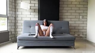 The cute girl rides the cock like a wild animal