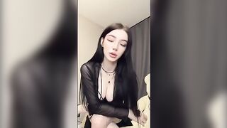 The girl in the panties fucks herself with a dildo, moaning with pleasure