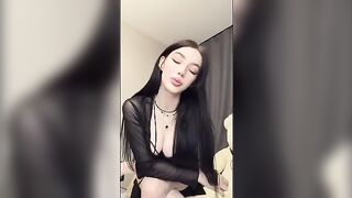 The girl in the panties fucks herself with a dildo, moaning with pleasure