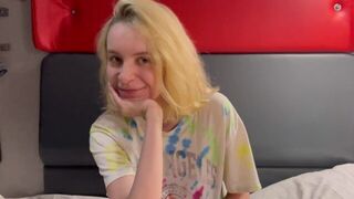A young student is getting fucked on the train