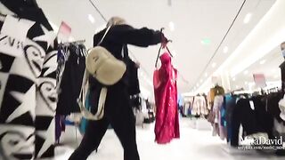 Blonde is risking her body and soul in the fitting room for money