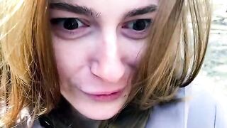 A girl was filmed in a pathetic role, reminiscent of intense outdoor scenes