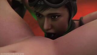 Lesbian bondage and BDSM with Powergirl and Catwoman, featuring intense tickling