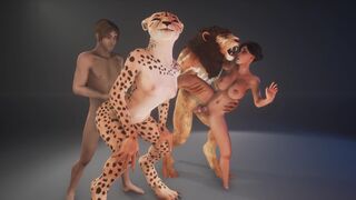 Furry girl is fucking with a big cock monster