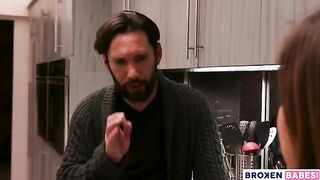 Latina step daughter Ella Knox seduces her stepfather in the kitchen